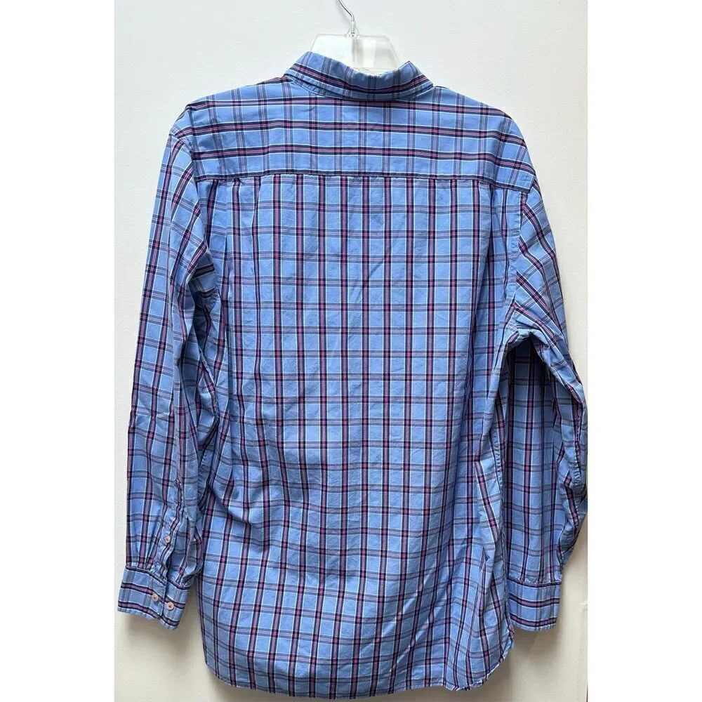Southern Tide men’s long sleeve blue/pink plaid classic fit shirt size L #45-139 - Picture 2 of 6